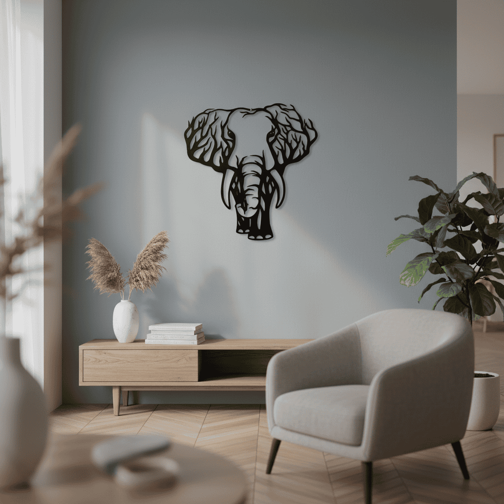 Decoración de Pared Elefante Silueta 3D
