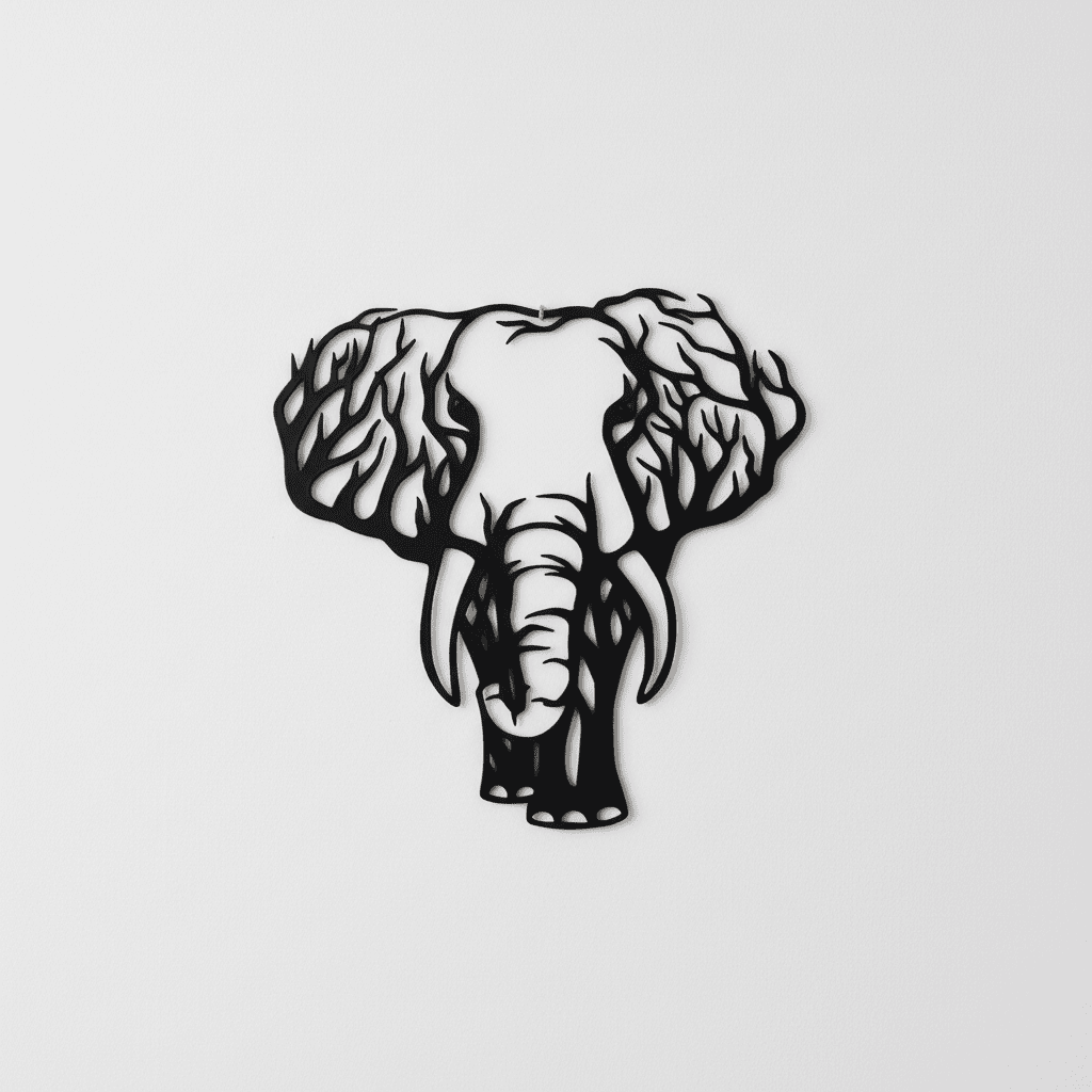 Decoración de Pared Elefante Silueta 3D