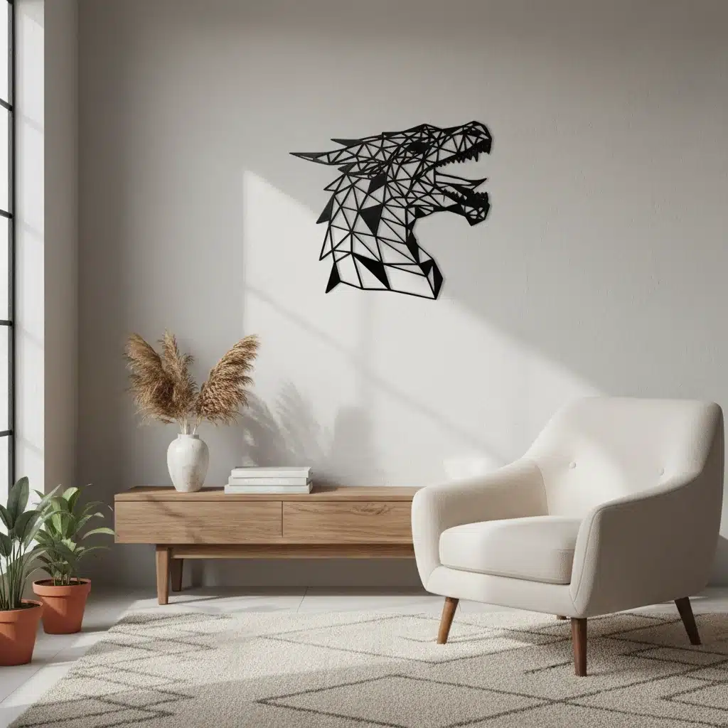 Decoración de Pared – Cabeza de Dragón Geométrica