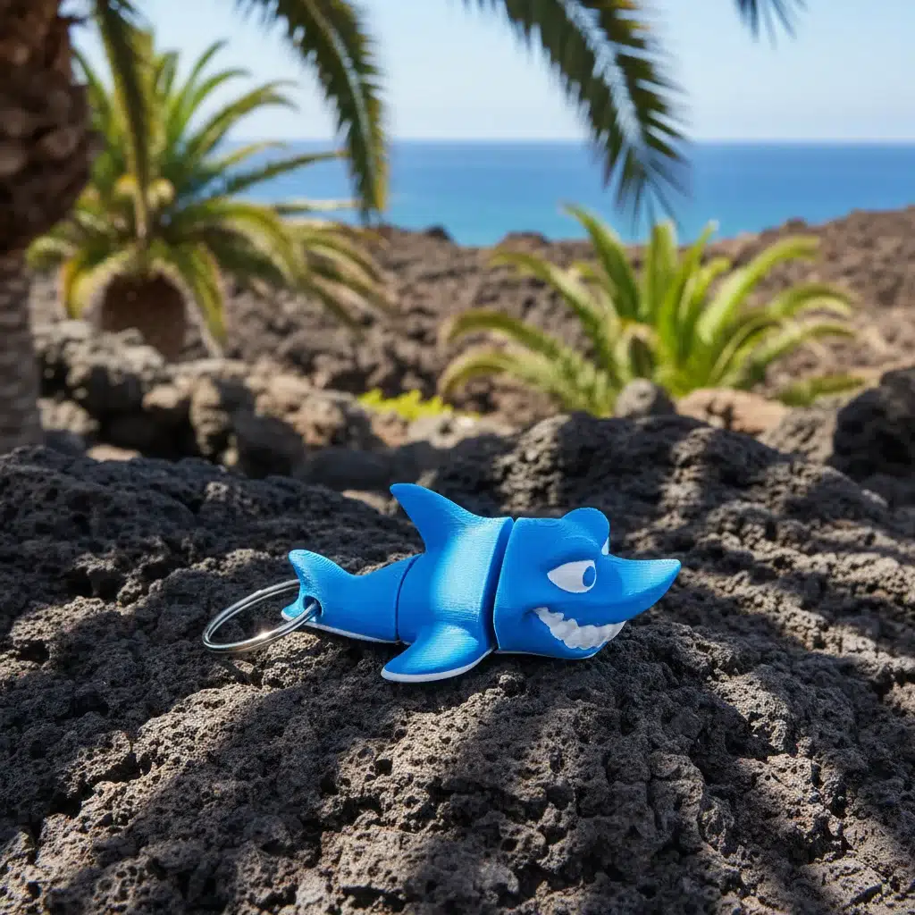 Llavero Tiburón Flexible 3D Azul