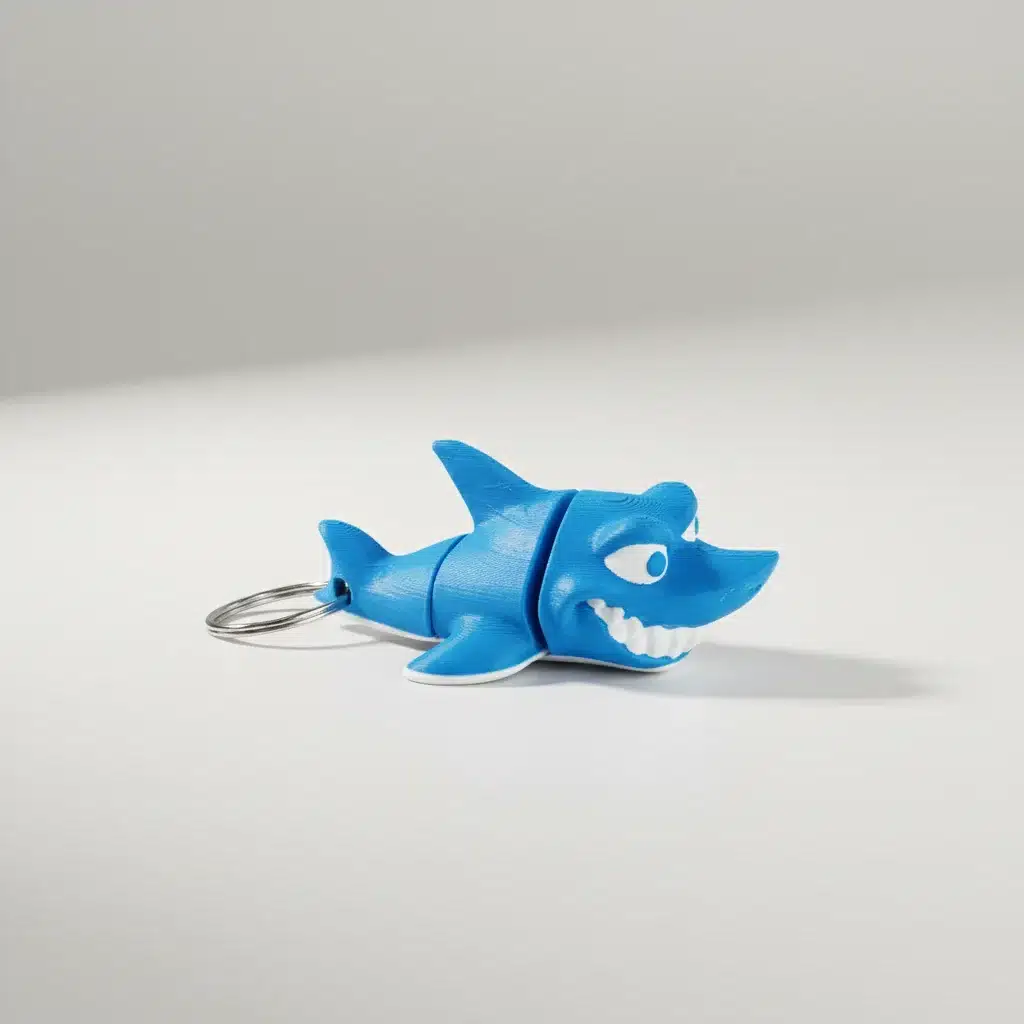 Llavero Tiburón Flexible 3D Azul
