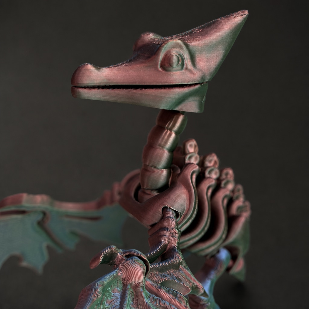 Pteranodón Esqueleto Articulado Flexi 3D — detalle macro