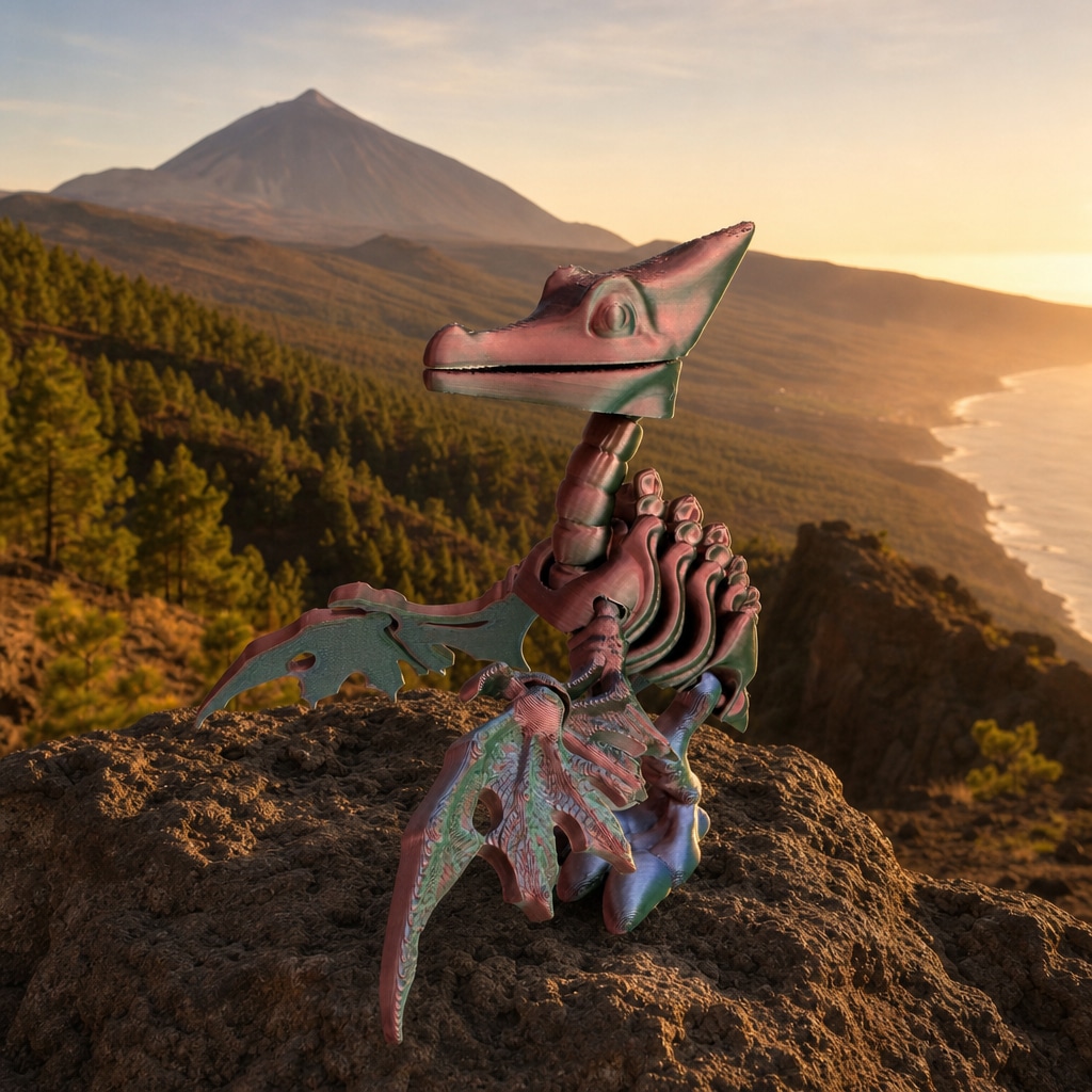 Pteranodón Esqueleto Articulado Flexi 3D — paisaje de Tenerife